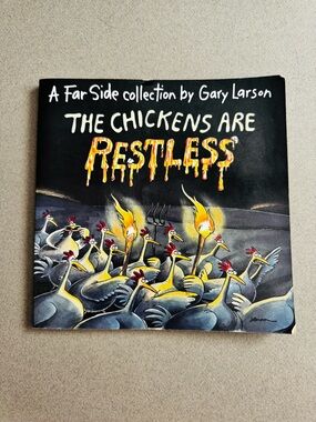VTG Far Side coffee table book, The Chickens Are Restless, c 1993, USED